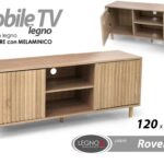 MOBILE PORTA TV MODERNO LEGNO ROVERE ANTE RIPIANI SALOTTO INGRESSO 120*30*h50