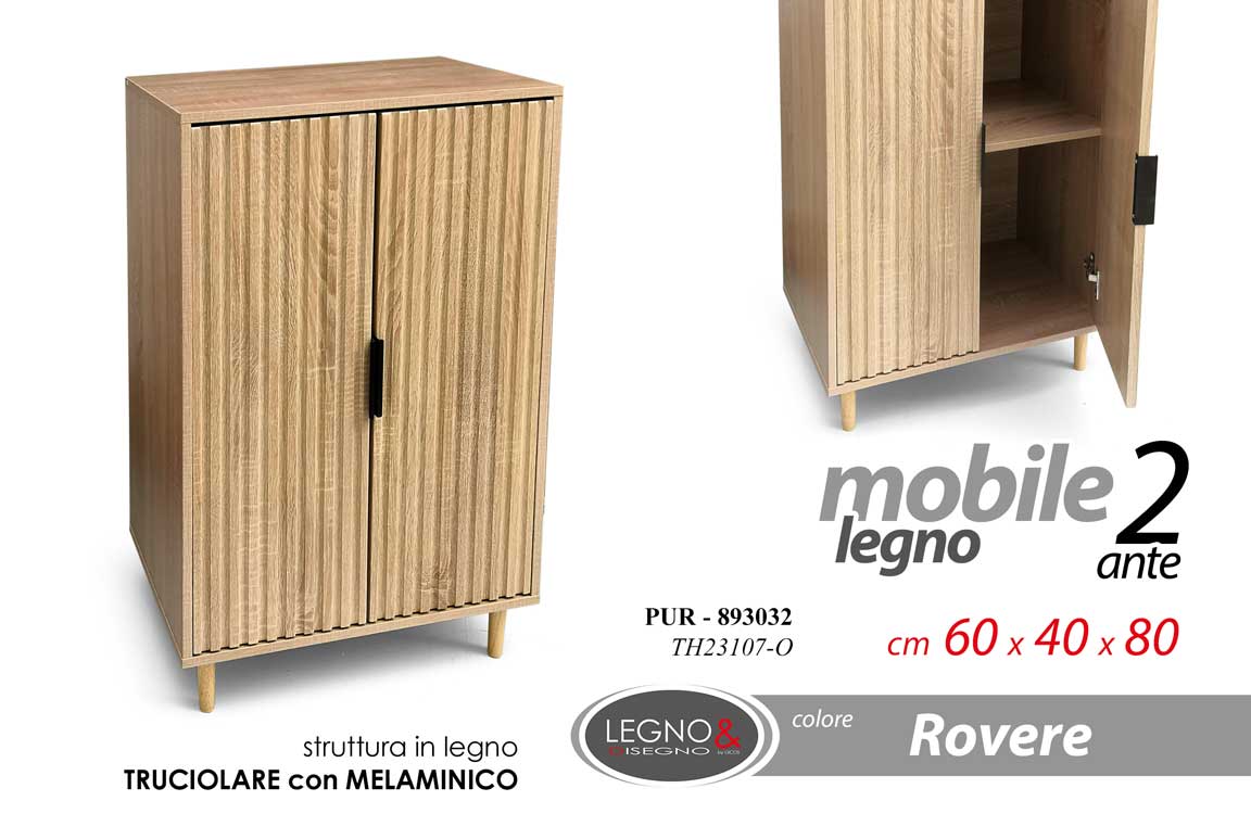 8025569893032 MOBILE BASSO ARMADIO ANTE RIPIANI CUCINA SALOTTO ROVERE LEGNO MODERNO 60*40*h80 - immagine 1