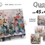 QUADRO STAMPA SU TELA Canvas LEGNO FIORI FIORE BIANCO COLOR B ASSORTITI 45*45cm