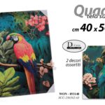 QUADRO STAMPA SU TELA Canvas LEGNO Pappagallo Foglie Tropicali ASSORT 50*40 cm
