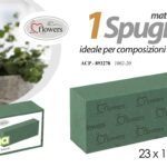 SPUGNA COMPOSIZIONI FIORI MATTONELLA ARTIFICIALI FLOREALI PIANTE PANETTO 23*11*8