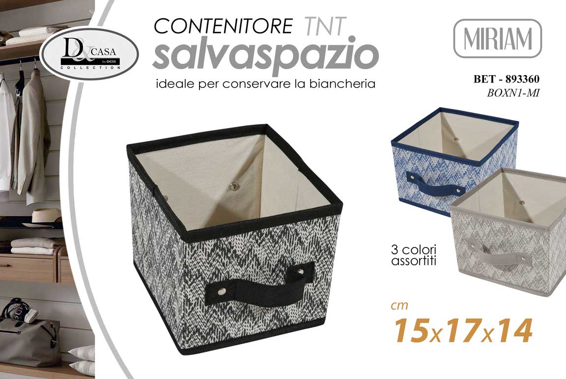 8025569893360 SCATOLA ORGANIZER CONTENITORE ARMADIO CASSETTI ACCESSORI TNT MIR ASS 15*17*14cm - immagine 1