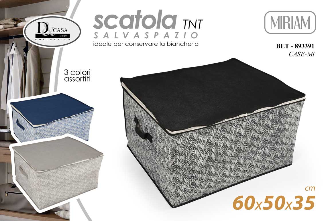 8025569893391 SCATOLA CONTENITORE PORTABIANCHERIA ORGANIZER SALVASPAZIO VESTITI COLOR 60*50*35 - immagine 1