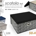 SCATOLA PORTABIANCHERIA ORGANIZER VESTITI ABITI CONTENITORE SALVASPAZIO 50*40*25