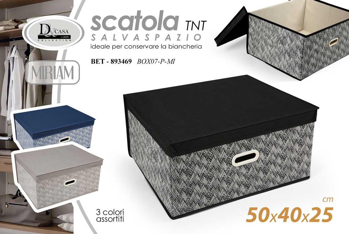 8025569893469 SCATOLA PORTABIANCHERIA ORGANIZER VESTITI ABITI CONTENITORE SALVASPAZIO 50*40*25 - immagine 1