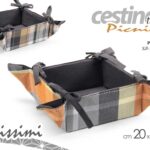 Cestino pane cesto quadrato scozzese portapane colazione tavola tessuto ass 20*9