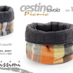 Cestino pane cesto tondo scozzese portapane colazione tavola tessuto ass 19 cm