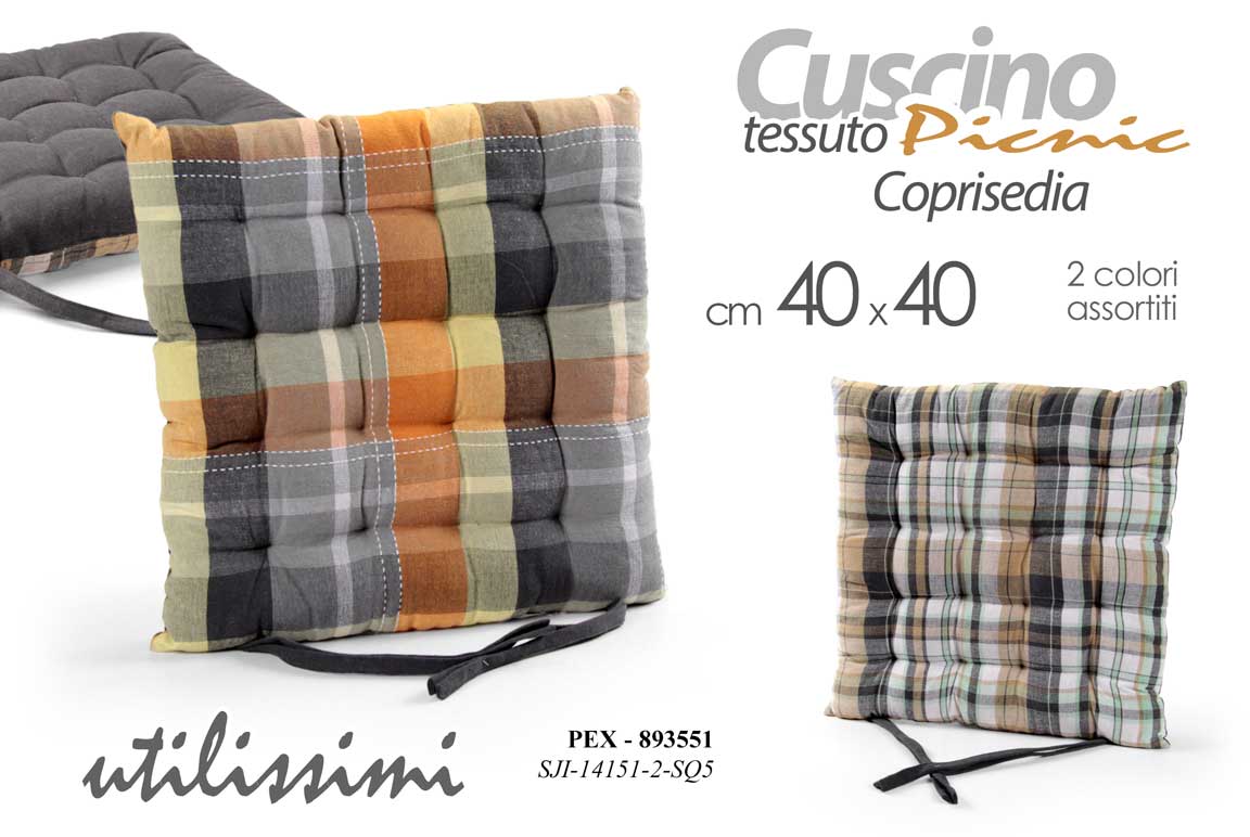 8025569893551 Cuscino coprisedia imbottito sedia comodo moderno quadri color tessuto 40*40 cm - immagine 1
