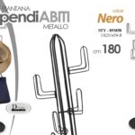 APPENDIABITI ALBERO VERTICALE ATTACCAPANNI DA TERRA PIANTANA METALLO NERO 180cm