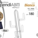 APPENDIABITI ALBERO VERTICALE ATTACCAPANNI TERRA PIANTANA METALLO BIANCO 180cm