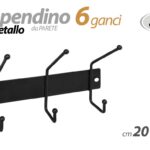 ATTACCAPANNI APPENDIABITI DA PARETE APPENDINO METALLO 6 GANCI MODERNO 20*9*14