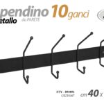 ATTACCAPANNI APPENDIABITI DA PARETE APPENDINO METALLO 10 GANCI MODERNO 40*10*14