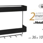 Attaccapanni APPENDIABITI DA PARETE 2 MENSOLE APPENDINO GANCI MODERNO 36*10*39cm