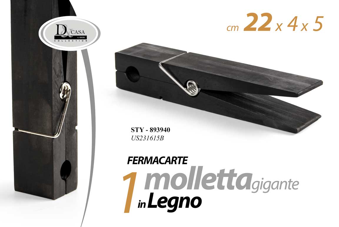 8025569893940 Molletta gigante fermacarte moderna decorazione scrivania ufficio legno 22x5x4 - immagine 1