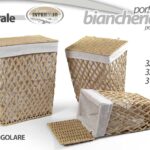 3 CESTE PORTA BIANCHERIA RETTANGARE NATURALE TELAIO METALLO VESTITI BAGNO CAMERA
