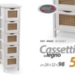 CASSETTIERA MOBILETTO SLIM SALVASPAZIO 5 CASSETTI CHIC BIANCA MARRONE 98*26*32cm