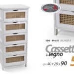 CASSETTIERA LEGNO 5 CASSETTI SLIM SALVASPAZIO BIANCA MARRONE TRAFORATA 90*40*29