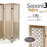 PARAVENTO SEPARè DIVISORIO LEGNO NATURALE 3 PANNELLI MODERNO DECO 170*120 cm