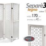 SEPARè PARAVENTO DIVISORIO MODERNO LEGNO BIANCO 3 PANNELLI SEPARATORE 170*120cm