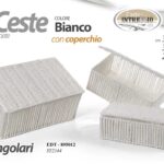 SET 3 CESTE COPERCHIO INTRECCIO RETTANGOLARI METALLO GRIGIO OGGETTI ACCESSORI
