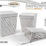 SET 3 CESTE PORTABIANCHERIA INTREC TELAIO METALLO CESTA RETTANGOLARE ORGANIZER