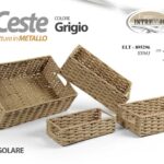 3 CESTINI ORGANIZER RETTANGOLARE CESTA INTR NATURALE METALLO CAMERA CUCINA BAGNO