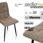 SEDIA TESSUTO TRAPUNTATA METALLO SALOTTO CUCINA UFFICIO ATTESA CHIARA 44*55*h88