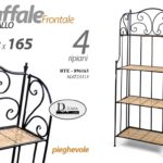 SCAFFALE ETAGERE PORTAPIANTE ENTRATINA METALLO NERO VIMINI 4 RIPIANI 165*60*28