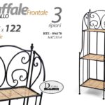 SCAFFALE ETAGERE PORTAPIANTE ENTRATINA METALLO NERO VIMINI 3 RIPIANI 122*38*25