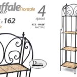 SCAFFALE PIEGHEVOLE PORTAPIANTE ENTRATINA METALLO NERO VIMINI 4 RIPIANI 162 CM