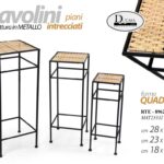 3 TAVOLINI COLONNE QUADRATI SALOTTO CAFFè GIARDINO METALLO VIMINI 70-60-50 CM
