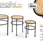3 TAVOLINI TONDI SALOTTO CAFFè GIARDINO METALLO VIMINI ARREDO MODERNO 38-33-29cm