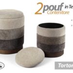 2 POUF CILINDRICO CONTENITORE MODERNO POGGIAPIEDI SGABELLO TORTORA 44-38 CM