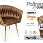 POLTRONA TORTORA SEDIA VELLUTO GAMBE METALLO ORO DESIGN CLASSIC MODERNO 80*63*43