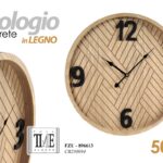 OROLOGIO DA PARETE TONDO MODERNO VINTAGE LEGNO MDF NUMERI ARABI NERI 50 cm