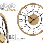 OROLOGIO DA PARETE TONDO MODERNO VINTAGE METALLO NERO LEGNO MDF MARRONE 60*3 cm