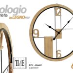 OROLOGIO DA PARETE TONDO MODERNO VINTAGE METALLO LEGNO MDF MARRONE RUSTIC 60 cm