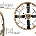 OROLOGIO DA PARETE TONDO MODERNO VINTAGE METALLO LEGNO MDF MARRONE Country 60 cm