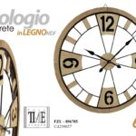 OROLOGIO DA PARETE TONDO MODERNO VINTAGE METALLO NERO LEGNO MDF MARRONE 60 cm