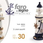 FARO DI LEGNO CON CORDA DECORAZIONE MARE MARINA NAUTICO RISTORANTE CASA AS 30 cm