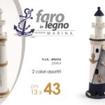 FARO DI LEGNO 43cm CON CORDA DECORAZIONE MARE MARINA NAUTICO RISTORANTE CASA ASS