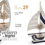 BARCA VELIERO DECORATIVA LEGNO TIMONE CORDE VELA MARE PESCI MARINA 29*19*5
