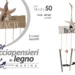 SCACCIAPENSIERI APPENDINO BEACH MURO PARETE MARE STELLA MARINA LEGNO 50*18 cm