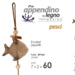 APPENDINO DA PARETE LEGNO DECORAZIONE PESCI MARINA MARE NAUTICO ASSORT 60 CM