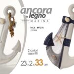 ANCORA DECORATIVA CON RETE E CORDA APPENDINO MURO PARETE MARE PESCI MARINA 33*23