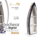BACHECA BARCA IN LEGNO 2 RIPIANI MENSOLA DA TAVOLO BIANCA BLU BEIGE AS 73*28*11