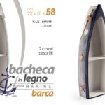 BACHECA BARCA IN LEGNO 2 RIPIANI MENSOLA DA TAVOLO BIANCA BLU BEIGE AS 58*22*10