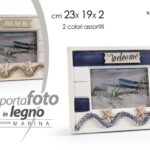 CORNICE PORTA FOTO DA TAVOLO IN LEGNO MARE NAUTICO STELLA MARINA ASSORT 23*19 CM