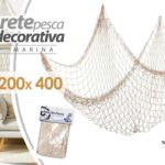 RETE DA PESCA DECORATIVA CON CONCHIGLIE MARE PESCI MARINA PARETE MURO 400*200 cm