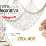 RETE DA PESCA DECORATIVA CON CONCHIGLIE MARE PESCI MARINA PARETE MURO 400*200 cm